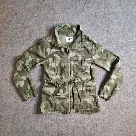 Old Navy Jackets & Blazers - OLD NAVY Women’s Army Camo Flag Utility Full Zip Jacket Flap pockets Sz XS Small